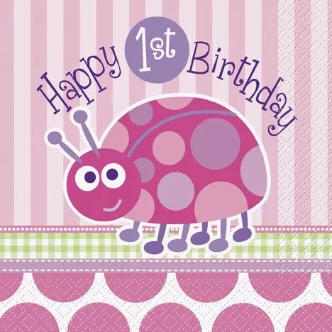 FIRST BIRTHDAY LADYBUG PEÇETE 33x33cm (16 AD)