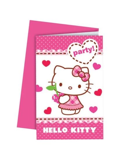 HELLO KITTY HEARTS DAVETİYE (6 AD)