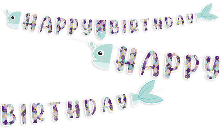 PIRILTILI DENİZ KIZI HAPPY BIRTHDAY BANNER (2,50m)