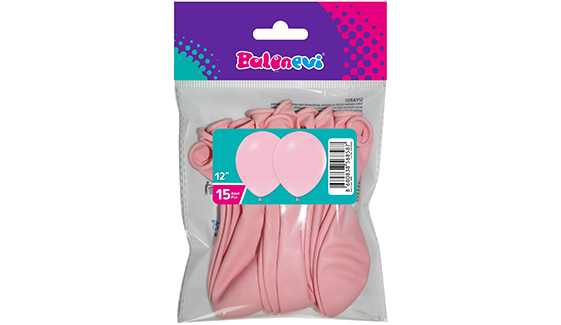 12 MAKARON PEMBE BALON 15Lİ