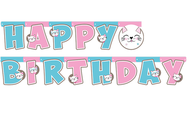 MISS CAT HAPPY BIRTHDAY BANNER (2,10m)