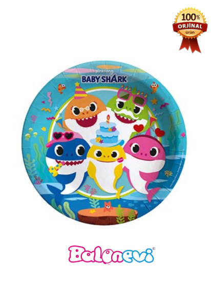 BABY SHARK PARTİ ZAMANI TABAK 23CM (8AD)