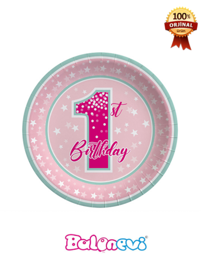 FIRST BIRTHDAY STARS GIRL TABAK 23CM (8AD)