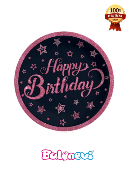 PINK STARS BIRTHDAY TABAK 23CM (8AD)